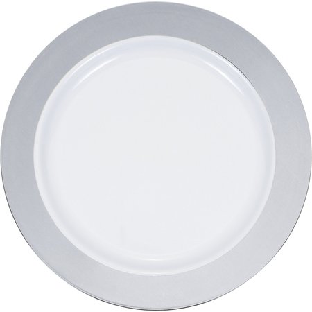 Sensations Silver Rim Plastic Dinner Plates, 10", 120PK 347873